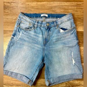 kensie Jean Shorts for Women 7-Inch Mid Rise Shorts with Double Roll Cuff